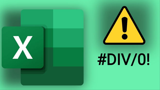 Microsoft Excel logo alongside a warning symbol and '#DIV/0!'
