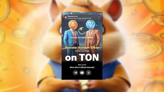 An image of the Hamster Kombat "Request error" message on the mini app on telegram