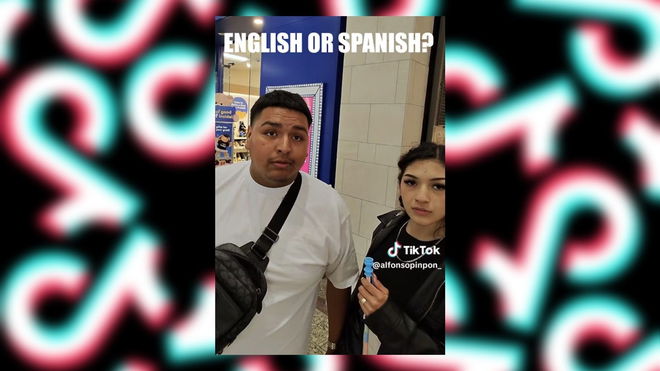 An image of a boy and girl from the "English or Spanish" TikTok Trend