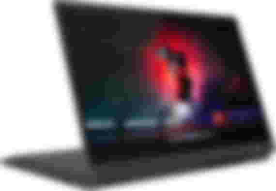 Lenovo IdeaPad Flex 5 product image of a black foldable laptop.