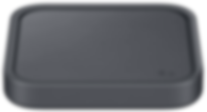 Samsung Wireless Charger Pad product image of a black square charging pad.