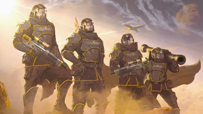 Helldivers 2 "Failed to connect to server" - An image of four character from the game standing with guns in hand