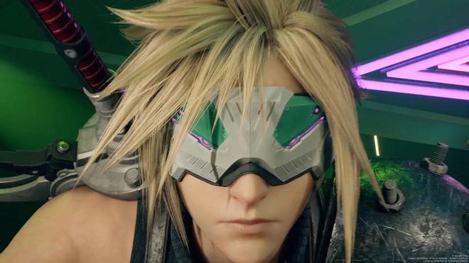 Cloud from Final Fantasy VII wears a VR device to fight Summons