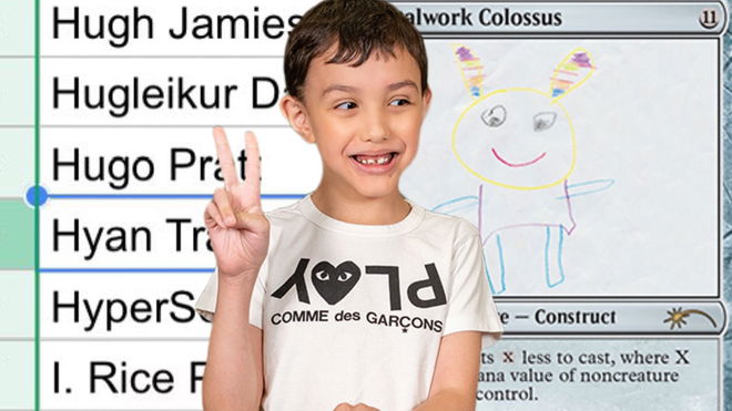 An image of Midjourney AI stolen artists data sheet, 6 year old magic the gathering article Hyan Tran and his MTG card