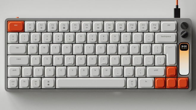 KNOB1 keyboard from Work Louder with the screen on