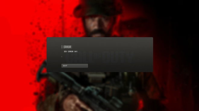 An image of the dev error 841 dialog box in MW3