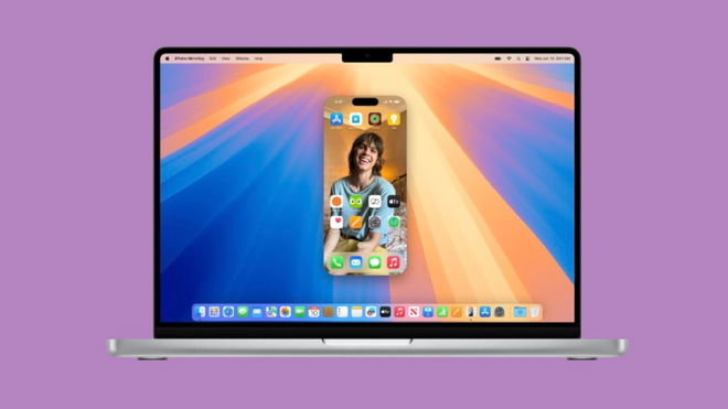 An image of the iPhone mirroring feature in macOS Sequoia - mirror iPhone to Mac