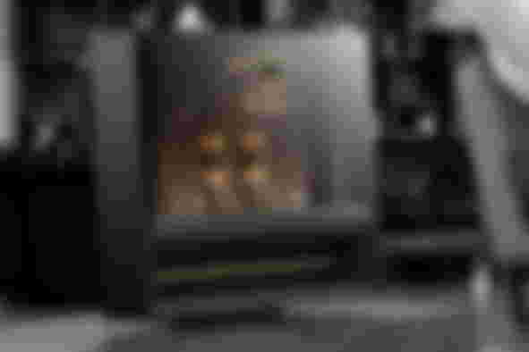 A close up shot of the LG DukeBox speaker under a monochrome filter