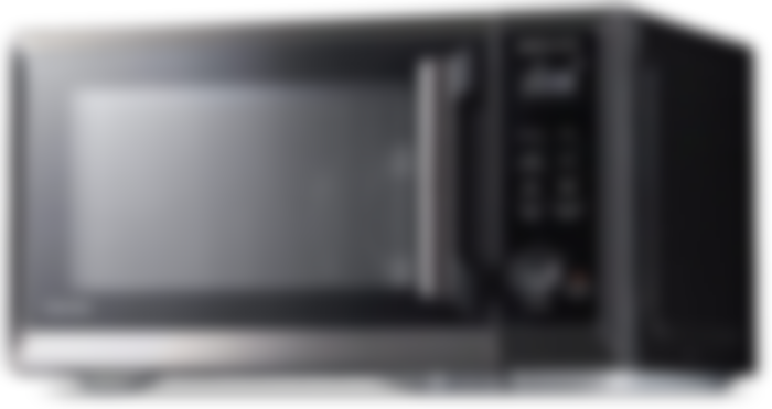 Toshiba 7-in-1 product image of a black and dark grey microwave-shaped device.