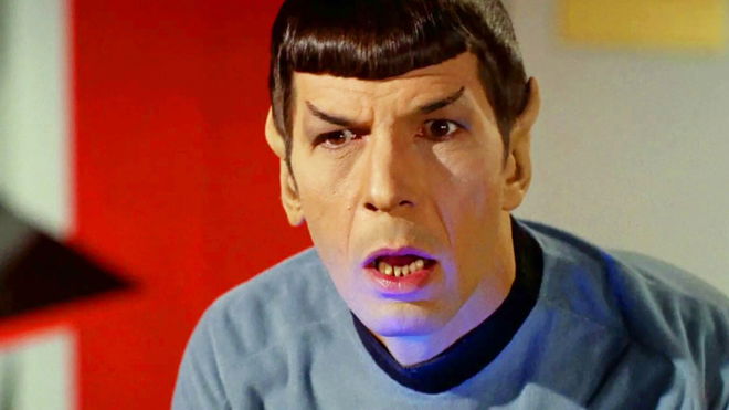 Star Trek’s Spock looking scared after finding out that Planet Vulcan doesn’t actually exist 
