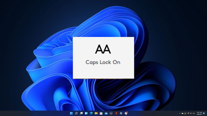 An image of the on-screen Caps Lock indicator Windows 11 - turn off