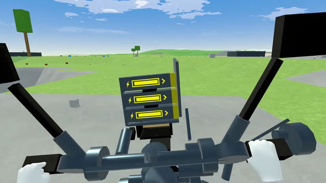 VR player riding a motorbike in Primitier gameplay