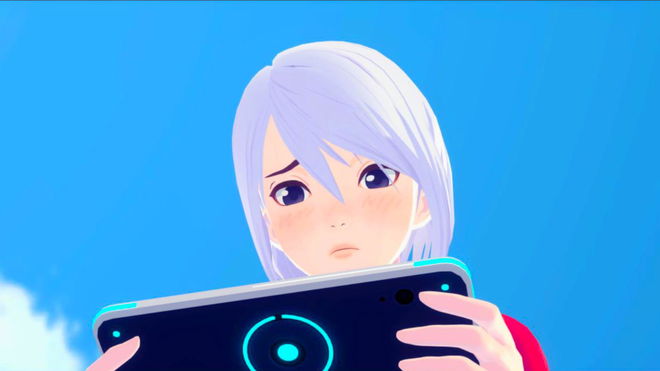 Ashley using a handheld device
