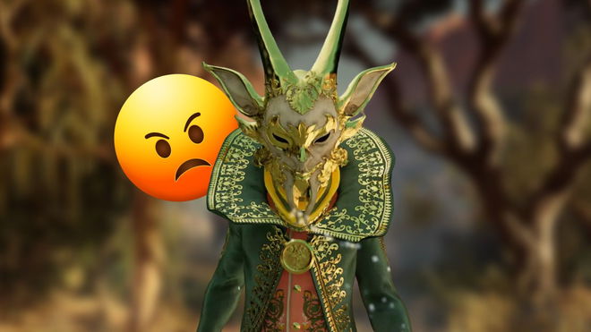 Puck from Nightingale looking at the camera with an angry emoji behind him