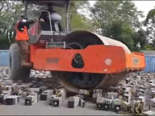 Malaysian authorities literally crush 1,000 cryptomining devices with steamroller