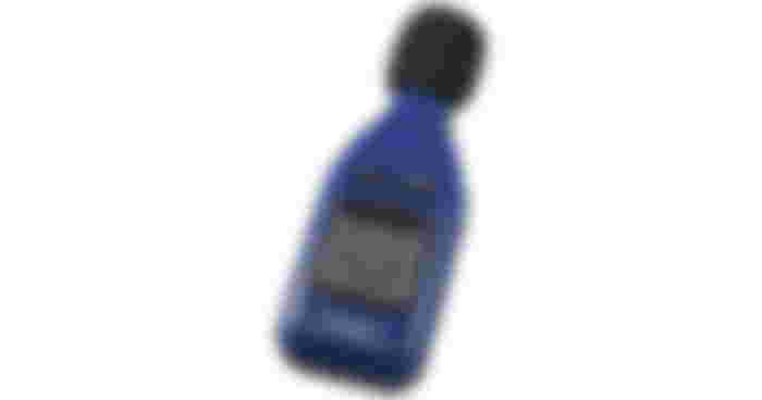 BAFX Decibel Meter in blue with a black mic head.