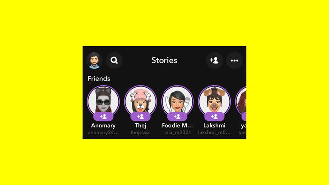 stop Snapchat friend suggestions - An image of the Stories tab within the Snapchat app