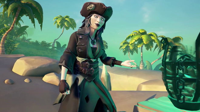 An image of a pirate lady in Sea of Thieves - Lavenderbeard error