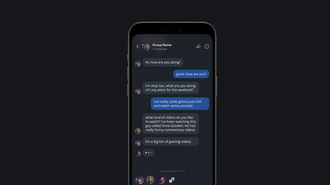 Character AI chat error - An image of a Character AI chat on a mobile phone