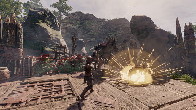 unlock Enshrouded Hunter Vault chest - character firing arrows at an enemy