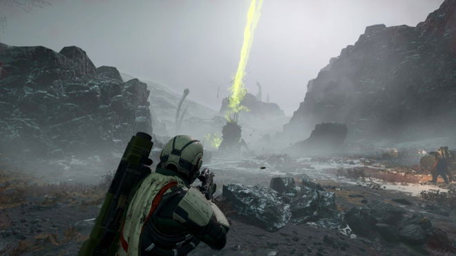 Helldivers 2 error code 10002038 - An over the should image of a person holding a gun in a field