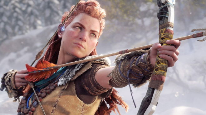 Aloy aiming a bow in Horizon Forbidden West press image