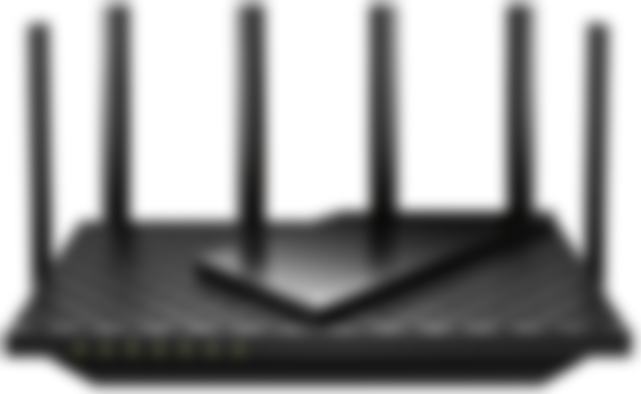 TP-Link Archer AXE75 product image of an all-black router with six antenna sticking out the top.