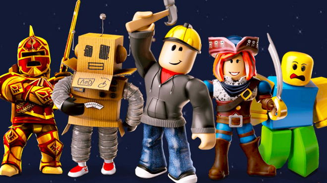 Lineup of various Roblox characters