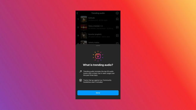 An image of a trending audio on Instagram find