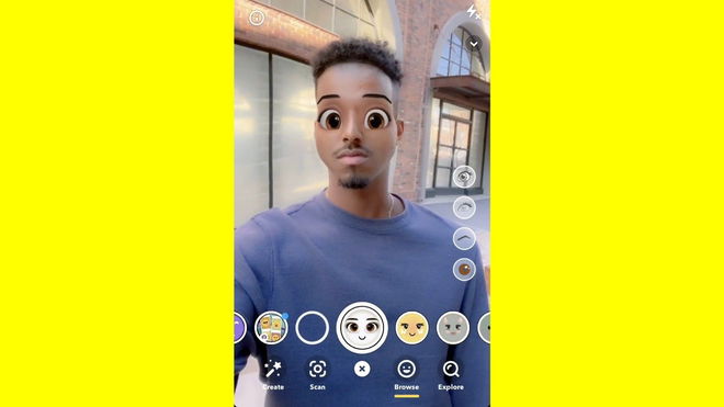 How to send a Snap with Cartoon Face Lens on Snapchat - An image of the said lens