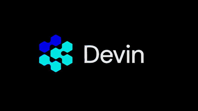 devin AI logo on black background