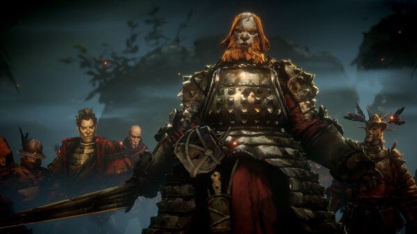 No Rest for the Wicked player holding sword with soldiers in background