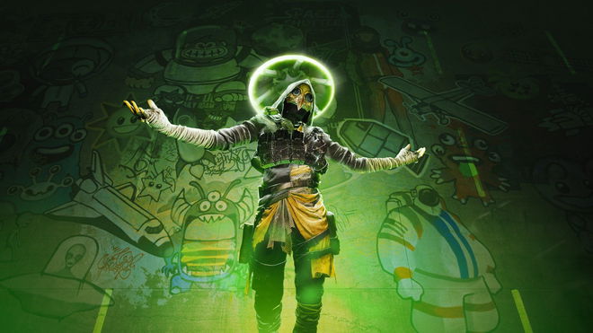 An image of a masked character from the game with a green halo - XDefiant Error Code Delta 01