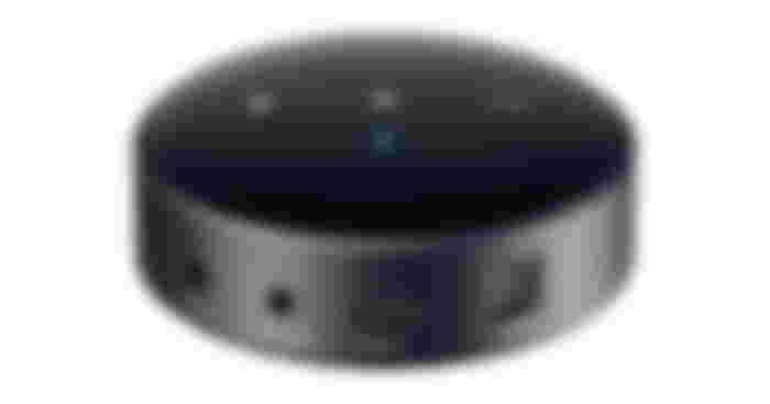 WiiM Mini product image of a circular black audio system.