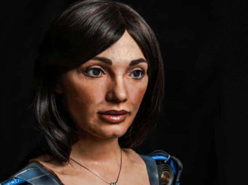 Realistic humanoid robot Ai-Da headlines art for Glastonbury Festival