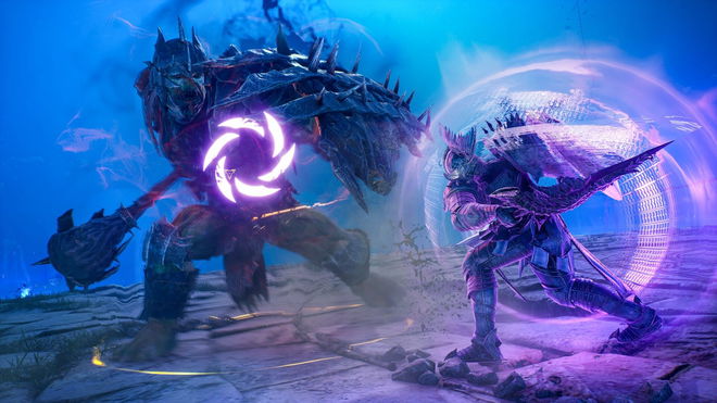 Character attacking a boss-like enemy in Throne and Liberty screenshot