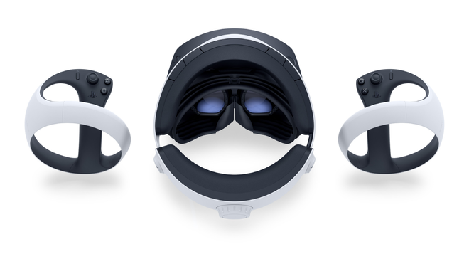 PSVR 2 backward compatibility explained | A photo of PSVR 2 headset and the controllers
