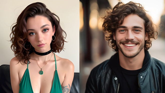ai girlfriend on the left and ai boyfriend on the right