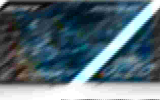 Sony Bravia XR-55A80L product image of a black thin-framed TV featuring images of blue and green crystals on the display.