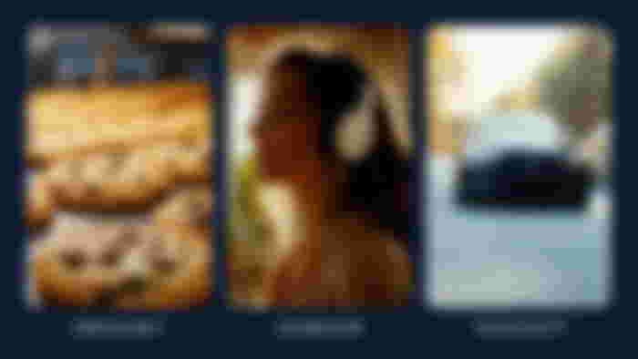 Amazon Nova Reel 1.1 generated videos - one of cookies, one of someone in headphones, and another of a black car.
