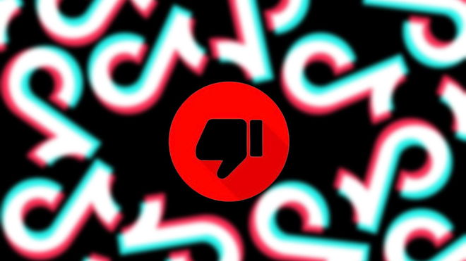 An image of the logo of TikTok and a dislike button