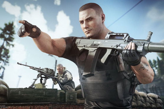 Escape from Tarkov Delivery from the Past - soldier holding a rifle and pointing finger