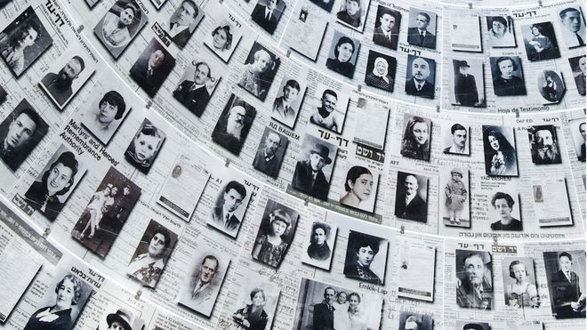 Memorial at Yad Vashem Holocaust Museum, Israel. December 2018.