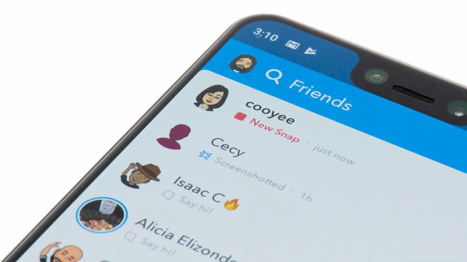 Snapchat ASL - An image of the Snapchat chat feed on a smartphone