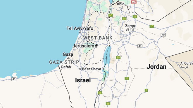 An image of Palestine on Google Maps but no label - Did Google Remove Palestine from Maps?