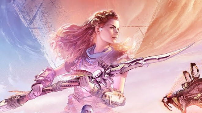 Aloy holding her spear in Horizon Forbidden West key art