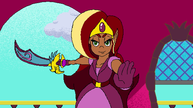 Arzette: The Jewel of Faramore review - Arzette with a sword and raised hand