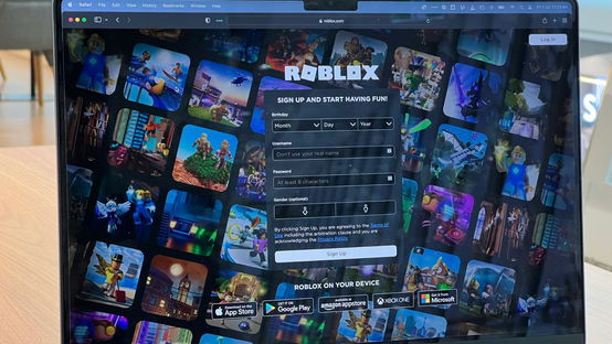 An image of the Roblox login page on a Macbook.