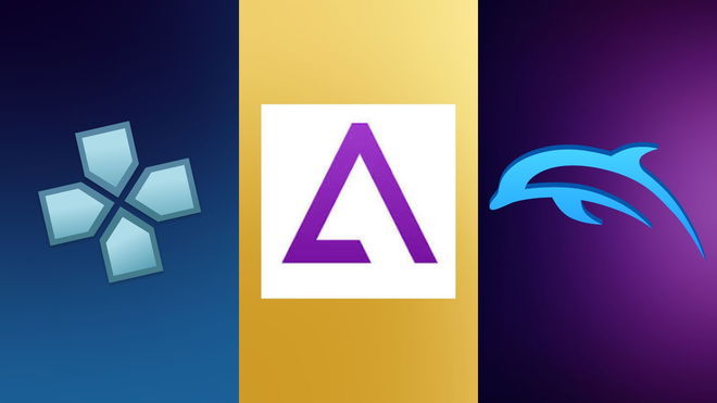 A compiled image of the PPSSPP, DolphiniOS, and Delta emulator logos. 