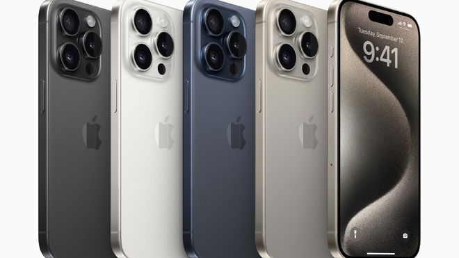 Line up of iPhone 15 Pro and Pro Max colours from Apple